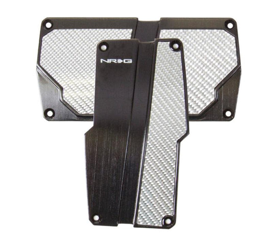 NRG Brushed Aluminum Sport Pedal A/T - Black w/Silver Carbon - Torque Motorsport