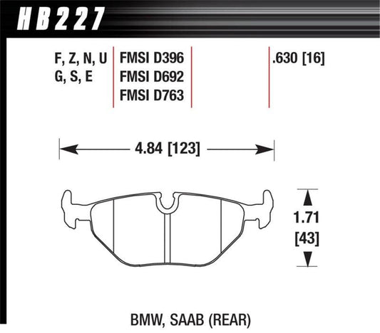 Hawk BMW 3/5/7 Series / M3 / Z3 / Z4 Race Blue 9012 Rear Brake Pads - Torque Motorsport