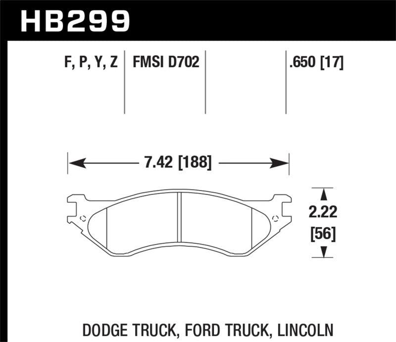 HawkDodge B1500 VanDurango/1500 Pickup/1500 Van / Ford / Lincoln LTS Street Front & Rear Brake Pad - Torque Motorsport