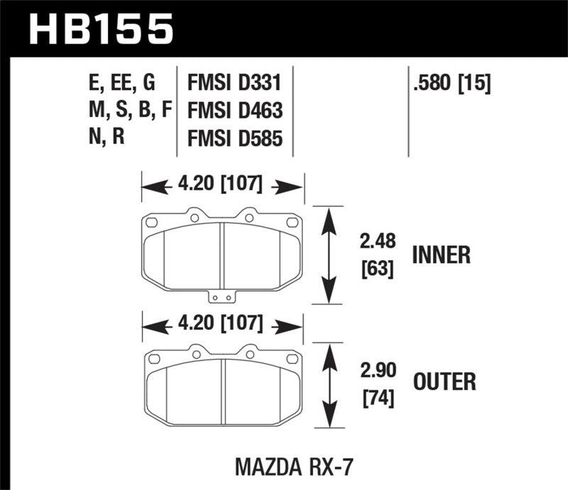 Hawk 1990-1990 Mazda RX-7 GXL (w/Elec Adjust Susp) HPS 5.0 Front Brake Pads - Torque Motorsport