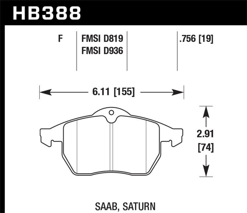 Hawk 99-02 Saab 9-3/99-04 Saab 9-5 D819 HPS Street Front Brake Pads - Torque Motorsport