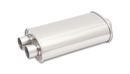 Vibrant StreetPower Oval Muffler 5in x 9in x 15in - 3in inlet/Dual Outlet (Center In - Dual Out) - Torque Motorsport