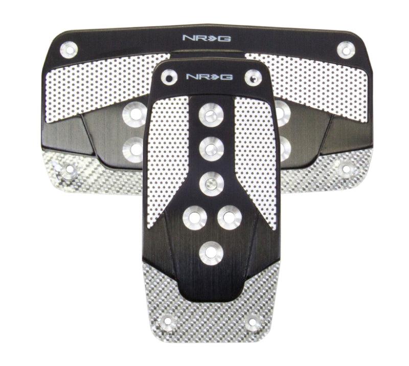 NRG Aluminum Sport Pedal A/T - Black w/Silver Carbon - Torque Motorsport