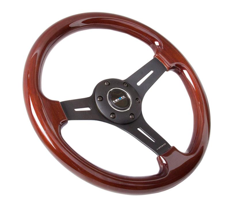 NRG Classic Wood Grain Steering Wheel (330mm) Wood Grain w/Matte Black 3-Spoke Center - Torque Motorsport