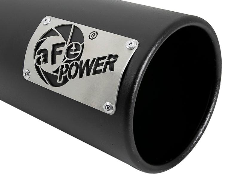 aFe SATURN 4S 4in SS Intercooled Exhaust Tip - Black 4in In x 5in Out x 12in L Bolt-On - Torque Motorsport