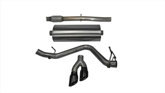 Corsa 14-17 Chevy Silverado 5.3L V8 CC / SB 3in Single Side Exit Touring Cat-Back Exhaust Black Tips - Torque Motorsport