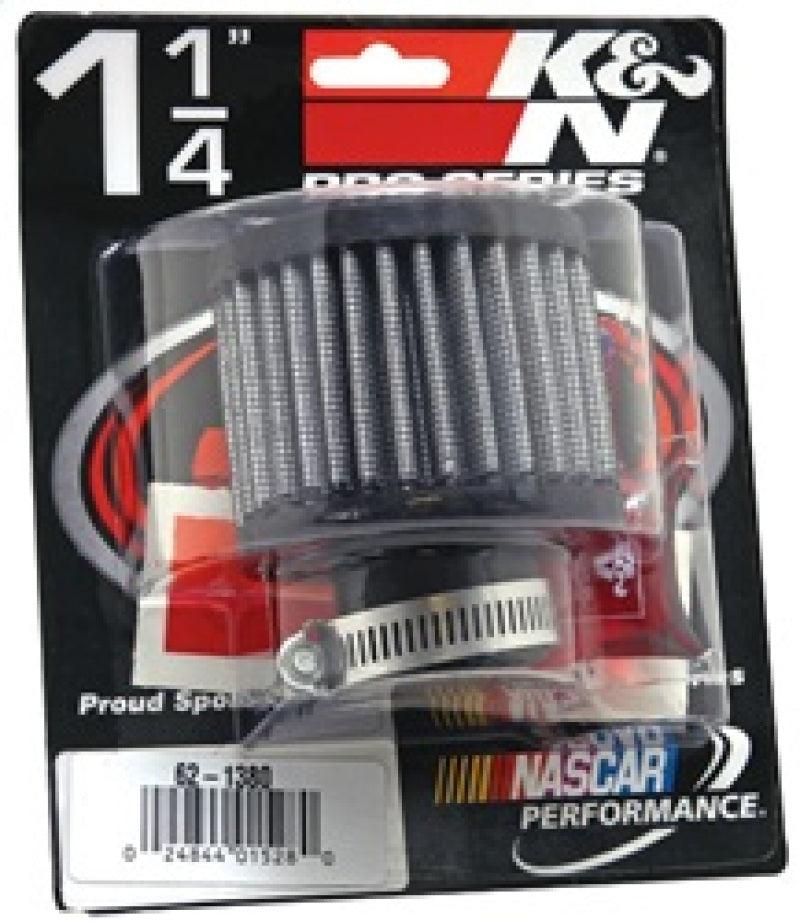 K&N 1.25in Flange ID x 3in OD x 2.5 inch H Rubber Base Crankcase Vent Filter - Torque Motorsport