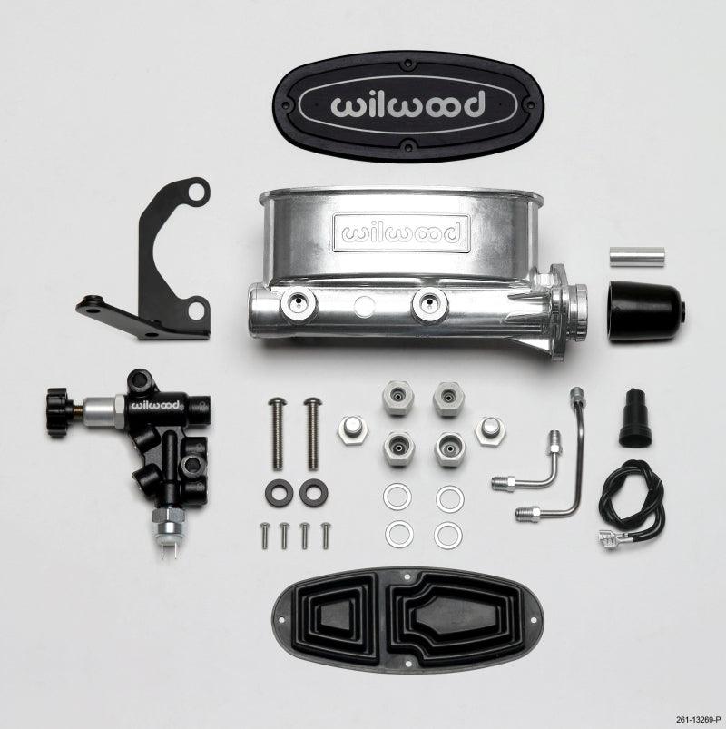 Wilwood HV Tandem M/C Kit w L/H Bracket & Prop Valve - 1in Bore Ball Burnished - Torque Motorsport