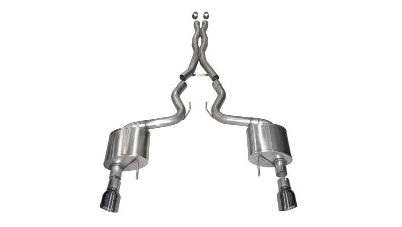 Corsa 15-17 Ford Mustang GT Coupe 5.0L 3in Sport Cat-Back Exhaust Dual Rear Exit w/ Gun Metal Tips - Torque Motorsport