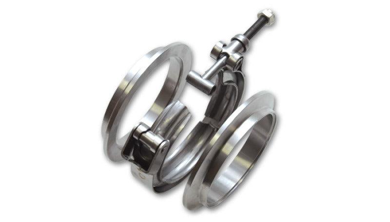 Vibrant T304 SS V-Band Flange Assembly for 3.5in O.D. Tubing incl 2 V-Band flanges & 1 V-Band Clamp - Torque Motorsport