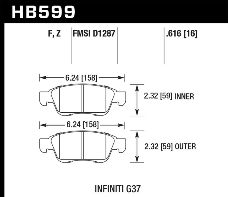 Hawk Infiniti G35 Sport/G37 HPS Street Front Brake Pads - Torque Motorsport