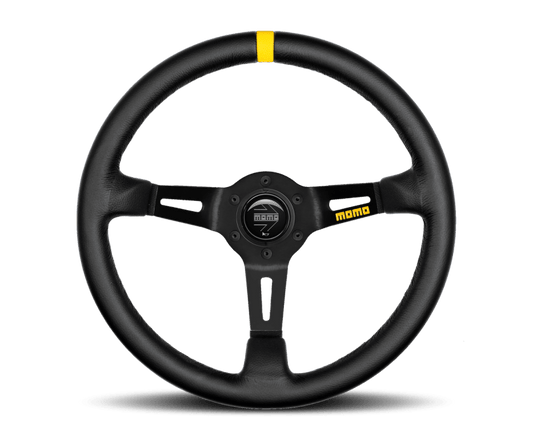 Momo MOD08 Steering Wheel 350 mm - Black Leather/Black Spokes/1 Stripe - Torque Motorsport