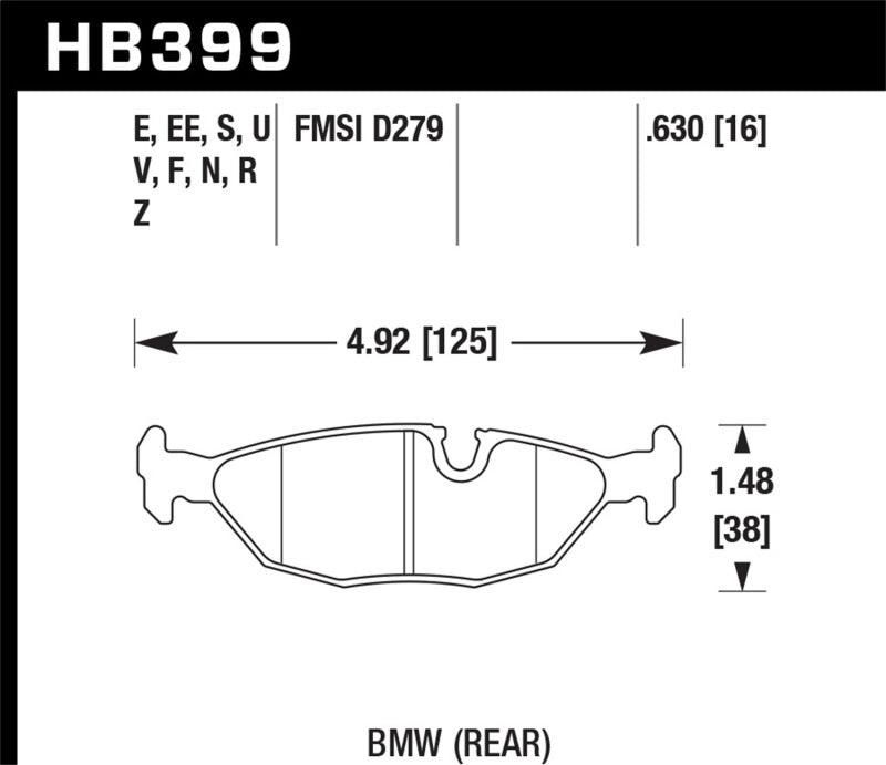 Hawk 84-4/91 BMW 325 (E30)Blue 9012 Rear Race Pads (NOT FOR STREET USE) - Torque Motorsport