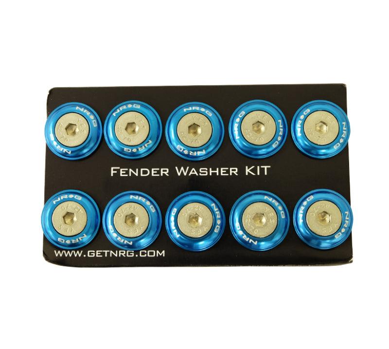 NRG Fender Washer Kit w/Rivets For Plastic (Blue) - Set of 10 - Torque Motorsport