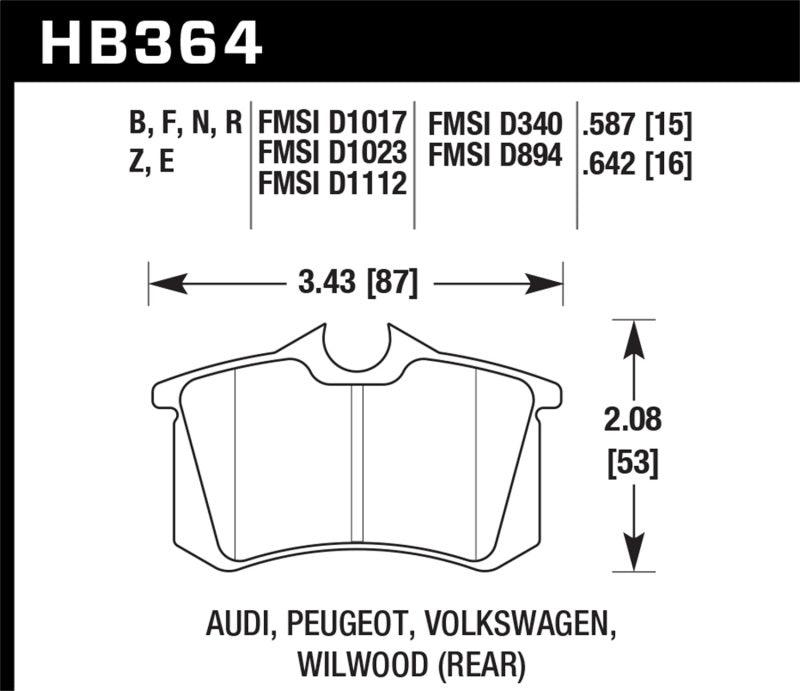 Hawk 97-04 Audi A4/00-03 A6/00-02 S4/00-06 TT / 02-04 VW Golf GTI Rear Blue 9012 Race Brake Pads - Torque Motorsport