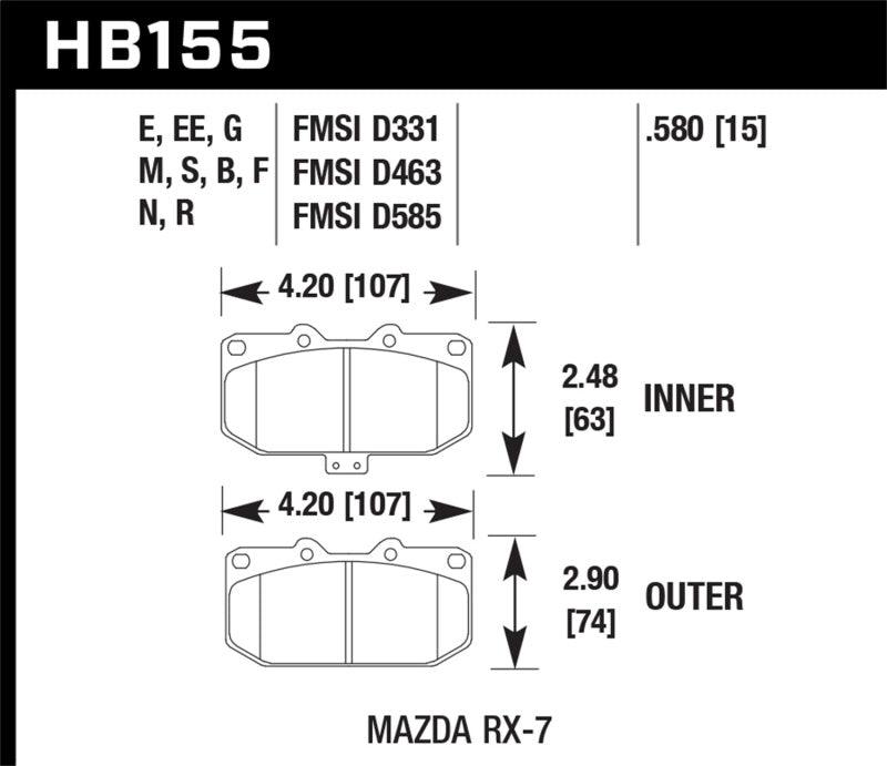 Hawk 1990-1990 Mazda RX-7 GXL (w/Elec Adjust Susp) HPS 5.0 Front Brake Pads - Torque Motorsport