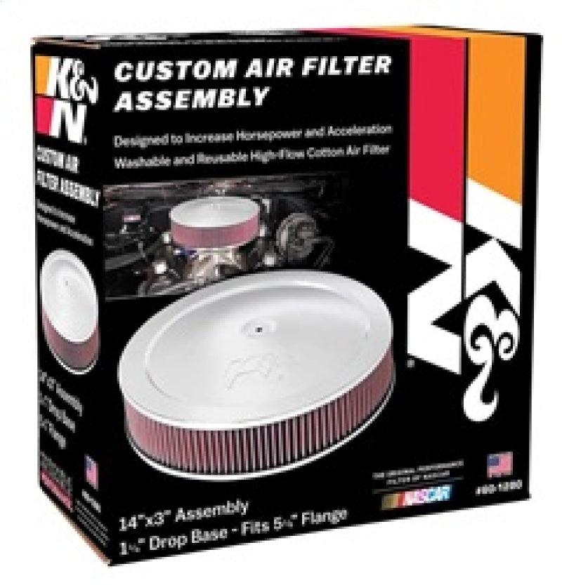 K&N 14in Red Custom Air Cleaner Assembly - 5.125in ID x 14in OD x 2.75in H x 1.25in Drop Base - Torque Motorsport