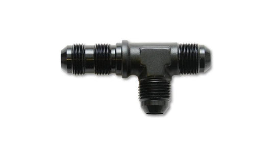 Vibrant -3AN Bulkhead Adapter Tee on Run Fittings - Anodized Black Only - Torque Motorsport