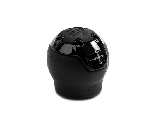 Momo Nero Shift Knob - Black Leather, Black Chrome Insert, with Reverse Lockout - Torque Motorsport