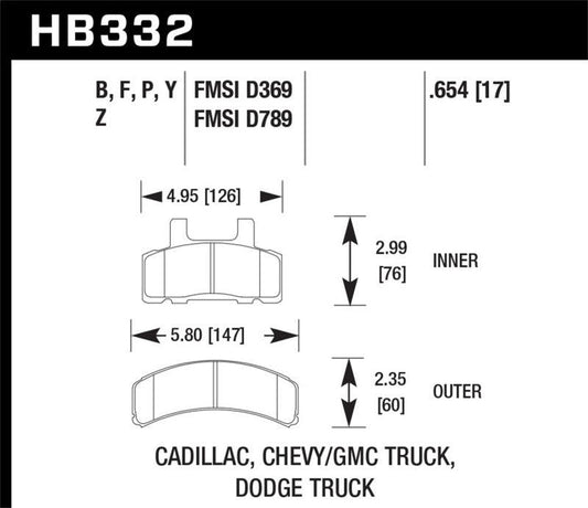 Hawk 99-00 Cadillac Escalade / 88-91 Ford C1500 EC / 92-99 C1500 All Cab Front LTS Street Brake Pads - Torque Motorsport