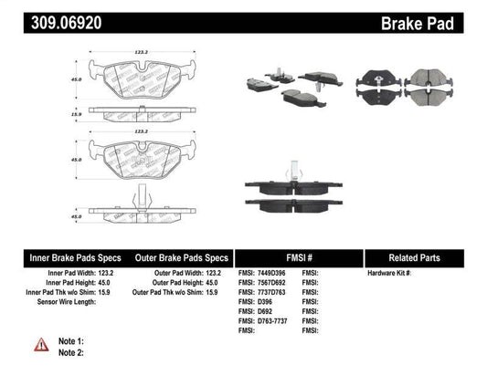 StopTech Performance 01-02 BMW Z3 / 03-09 Z4 / 10/90-07 3 Series / 99-09 Saab 9-5 Rear Brake Pads - Torque Motorsport