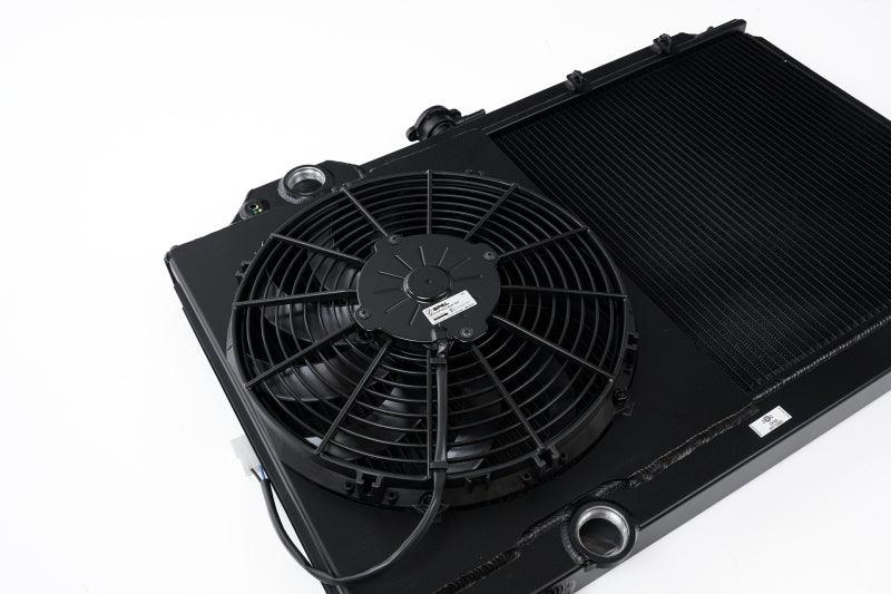 CSF 96-07 Mitsubishi Evo 4/5/6/7/8/9 Full-Slim Radiator w/12in Fan & Shroud/-16AN - Black - Torque Motorsport