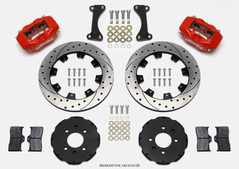 Wilwood Forged Dynalite Front Hat Kit 12.19in Drilled Red 90-99 Civic w/240 mm Disc - Torque Motorsport