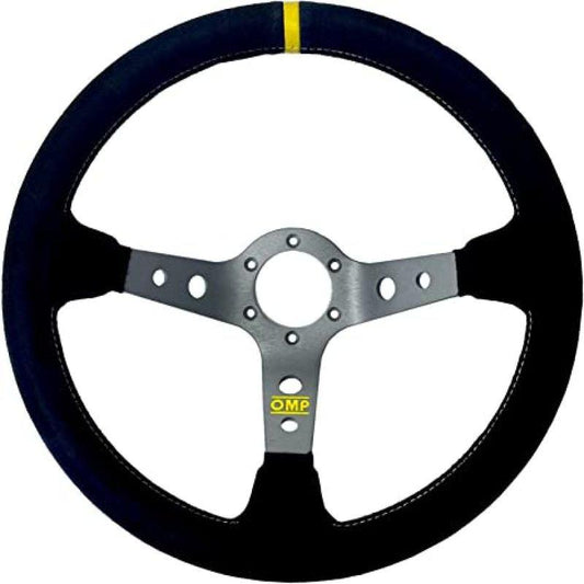 OMP Corsica Steering Wheel/3 Black Dish Spokes/ - Small Suede (Black) - Torque Motorsport
