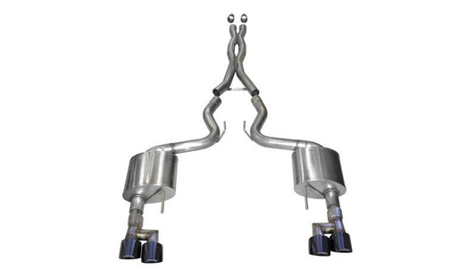 Corsa 18-19 Ford Mustang 5.0L V8 3in Xtreme Cat-Back Dual Rear Exit w/ 4in Black PVD Pro-Series Tips - Torque Motorsport