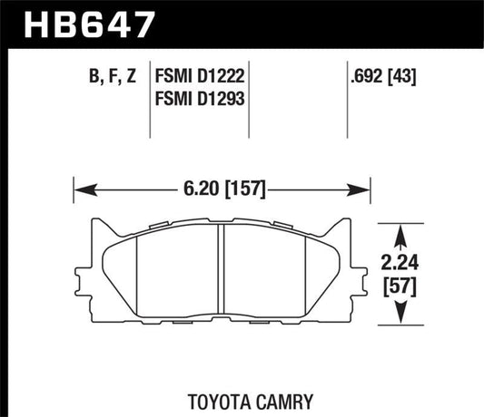 Hawk 2013-2014 Lexus ES300h HPS 5.0 Front Brake Pads - Torque Motorsport