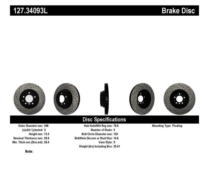 StopTech 07-09 BMW 335 (E90/E92/E93) Slotted & Drilled Left Front Rotor - Torque Motorsport