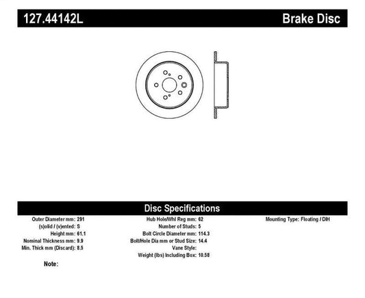 StopTech 06-10 Lexus IS 250/IS 300/IS 350 SportStop Slotted & Drilled Left Rear Rotor - Torque Motorsport