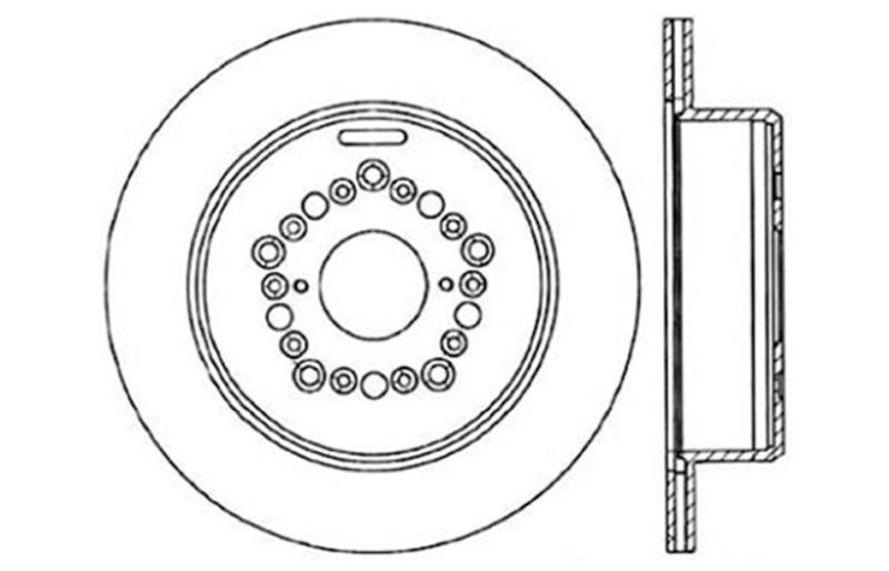 StopTech Power Slot 93-97 Lexus GS Series/95-00 LS400/92-00 SC400 Rear Left Drilled & Slotted Rotor - Torque Motorsport