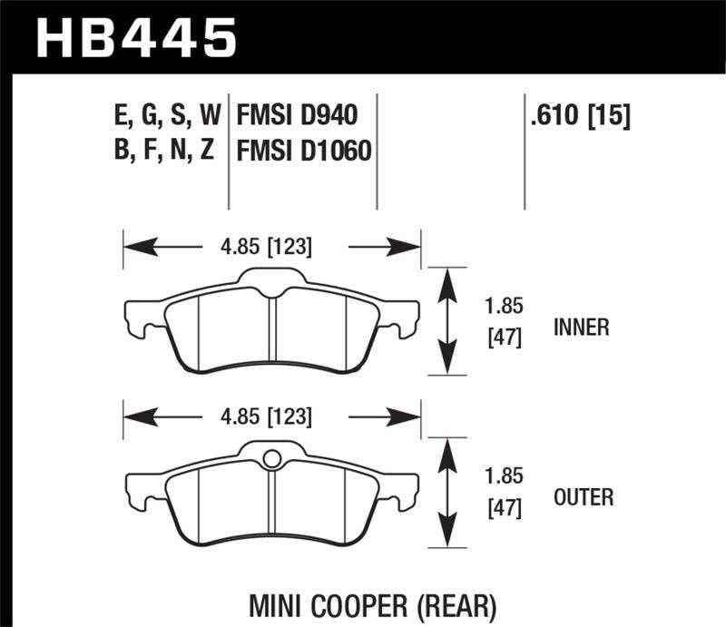 Hawk 02-06 Mini Cooper / Cooper S HPS Street Rear Brake Pads - Torque Motorsport