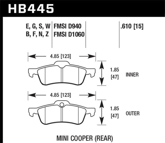 Hawk 02-06 Mini Cooper / Cooper S HP+ Street Rear Brake Pads - Torque Motorsport