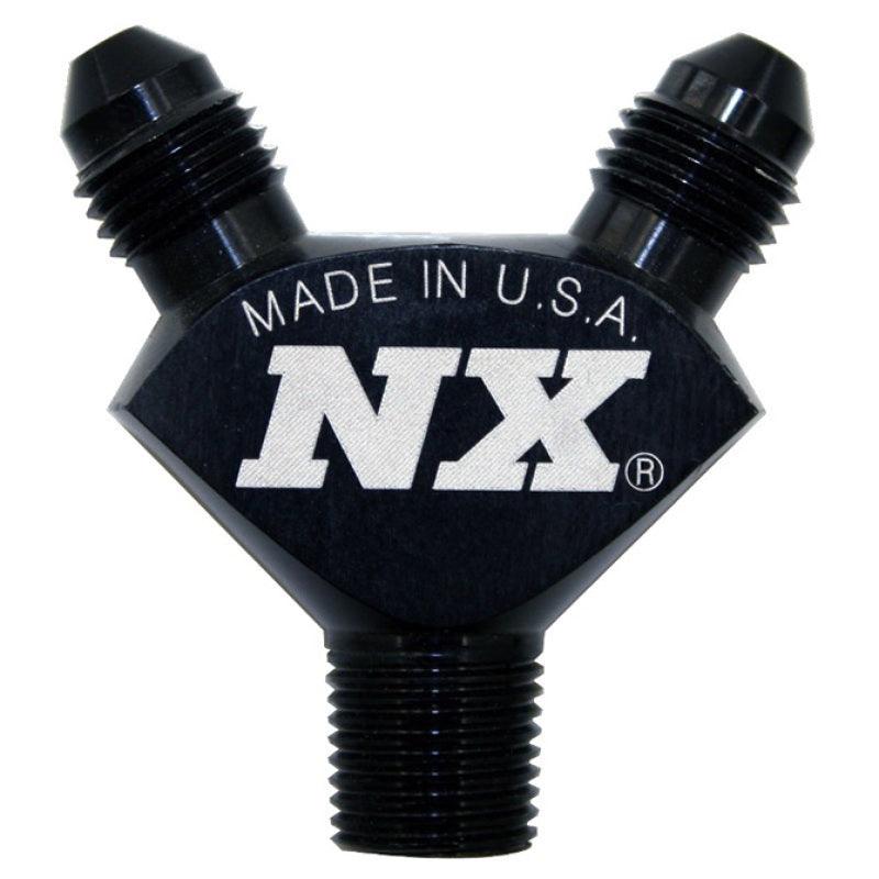 Nitrous Express 1/8NPT x 3AN x 3AN Billet Pure-Flo Y Fitting - Black - Torque Motorsport