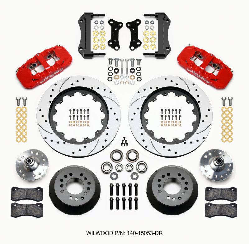 Wilwood AERO6 Front Hub Kit 15.00 Drilled Red 67-69 Camaro 64-72 Nova Chevelle - Torque Motorsport