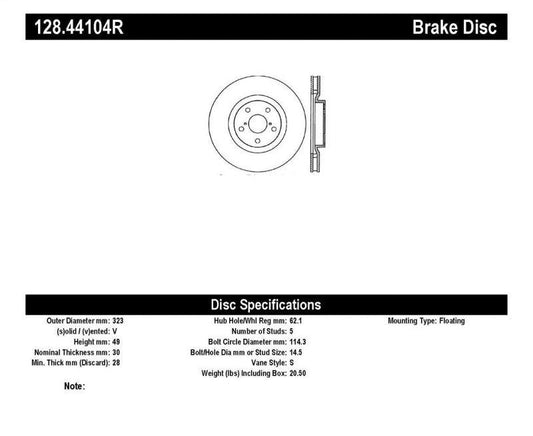 StopTech 93-98 Toyota Supra Turbo Drilled Right Front Rotor - Torque Motorsport