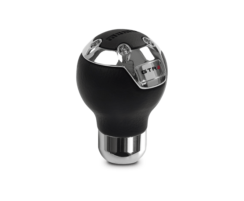 Momo GTR2 Shift Knob - Black Leather, Chrome Insert - Torque Motorsport