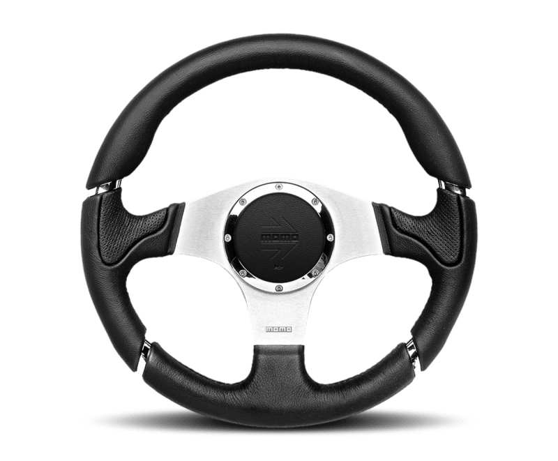 Momo Millenium Steering Wheel 350 mm - Black Leather/Black Stitch/Brshd Spokes - Torque Motorsport