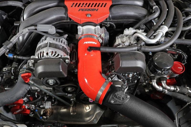 Perrin 22-23 Subaru BRZ/Toyota GR86 Silicone Inlet Hose (3in. ID / SS Wire) - Red - Torque Motorsport