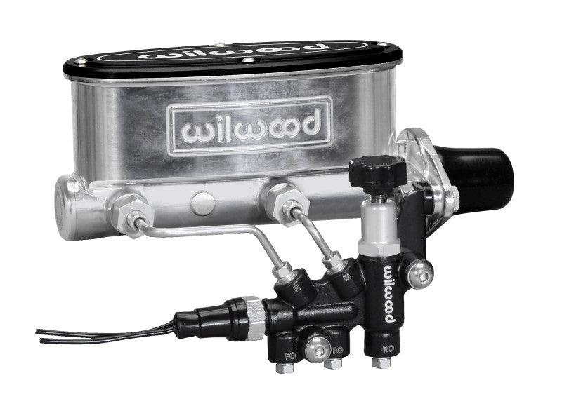 Wilwood HV Tandem M/C Kit w L/H Bracket & Prop Valve - 1in Bore Ball Burnished - Torque Motorsport