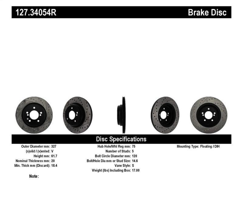 StopTech 00-03 BMW M5 (E39) Slotted & Drilled Right Rear Rotor - Torque Motorsport