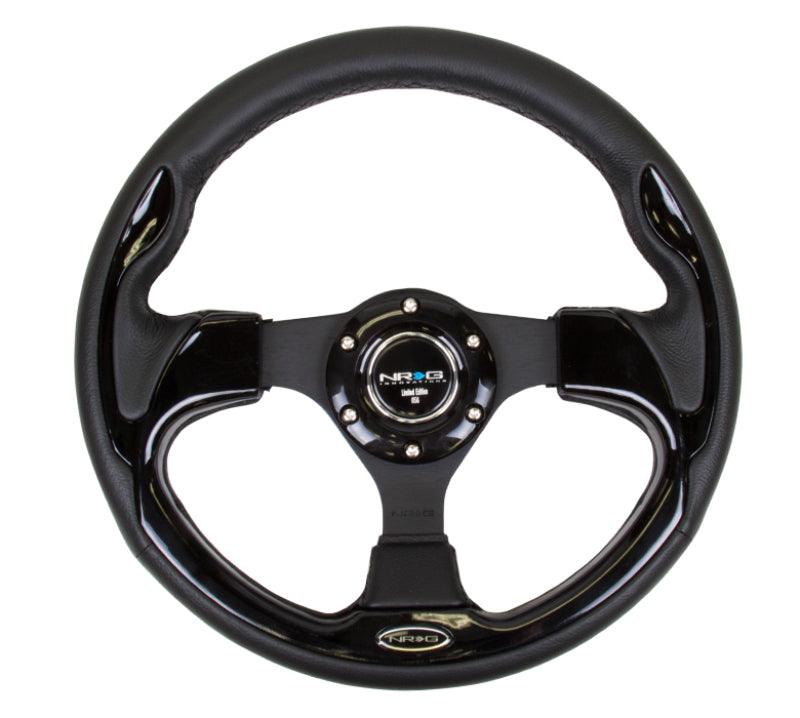 NRG Reinforced Steering Wheel (320mm) Blk w/Gloss Black Trim - Torque Motorsport