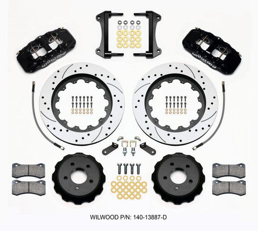 Wilwood AERO6 Front Hat Kit 15.00 Drilled 2015-Up Mustang w/Lines - Torque Motorsport