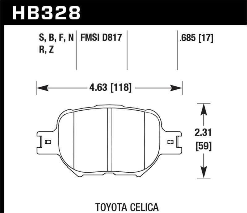 Hawk 01-05 Celica GT/GT-S/05-08 tC HPS Street Front Brake Pads - Torque Motorsport