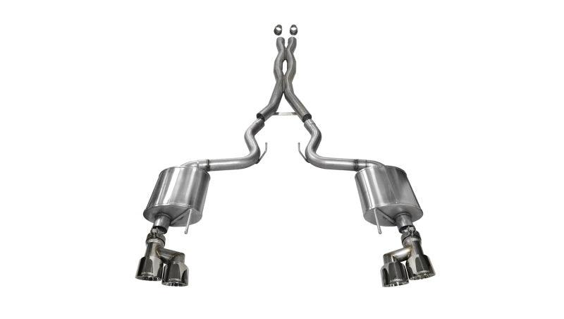 Corsa 15-16 Ford Mustang GT 5.0 3in Cat Back Exhaust Polish Quad Tips (Sport) - Torque Motorsport