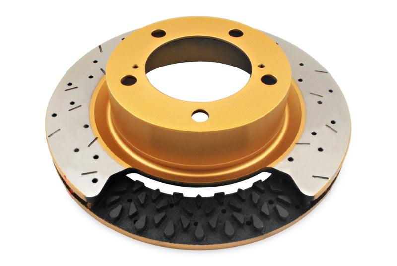 DBA 03-05 Evo 8/9 Front Drilled & Slotted 5000 Series 2 Piece Rotor Assembled w/ Gold Hat - Torque Motorsport