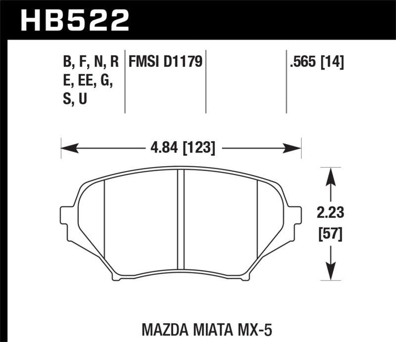 Hawk 06-10 Mazda Miata Mx-5 Front HPS Sreet Brake Pads - Torque Motorsport