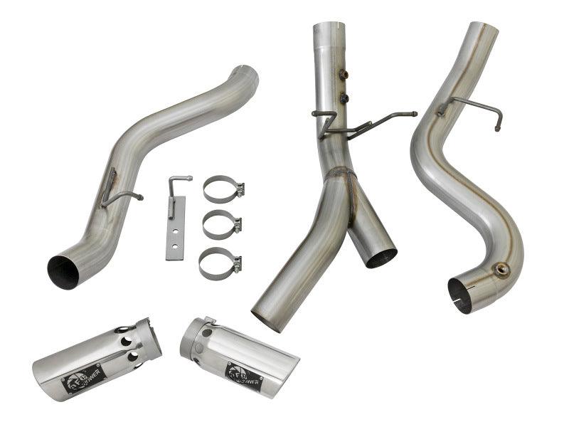 aFe Large Bore-HD 4in 409-SS DPF-Back Exhaust w/Dual Polished Tips 2017 GM Duramax V8-6.6L (td) L5P - Torque Motorsport